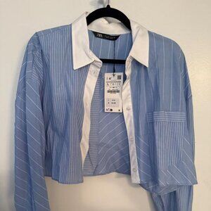 MIXED STRIPED CROP SHIRT